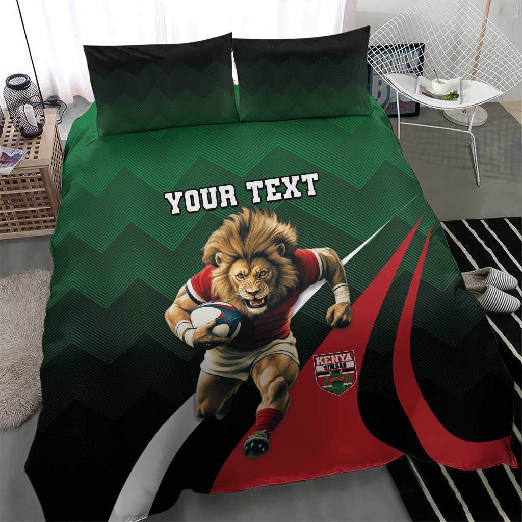 Kenya Rugby Custom Bedding Set Simbas Mascot - Sporty Style LT15