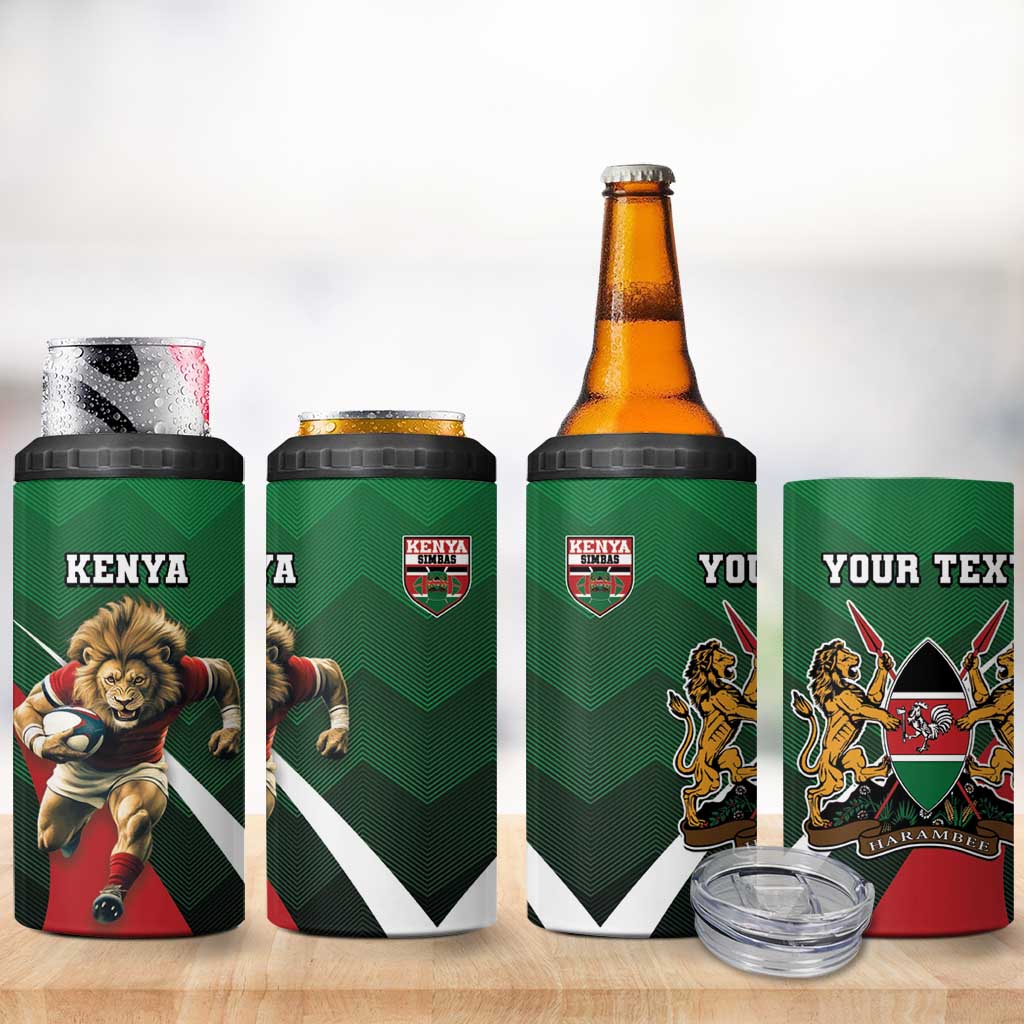 Kenya Rugby Custom 4 in 1 Can Cooler Tumbler Simbas Mascot - Sporty Style LT15