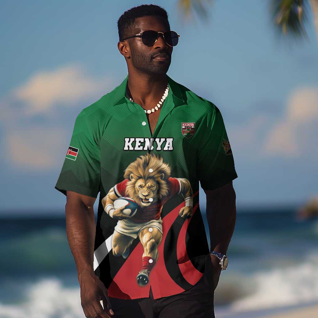 Kenya Rugby Custom Hawaiian Shirt Simbas Mascot - Sporty Style LT15