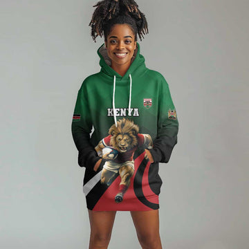Kenya Rugby Custom Hoodie Dress Simbas Mascot - Sporty Style LT15