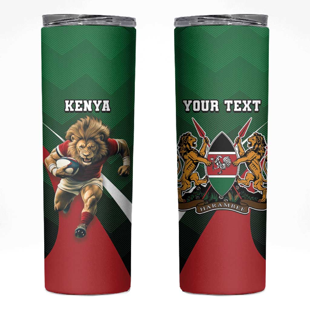 Kenya Rugby Custom Skinny Tumbler Simbas Mascot - Sporty Style LT15
