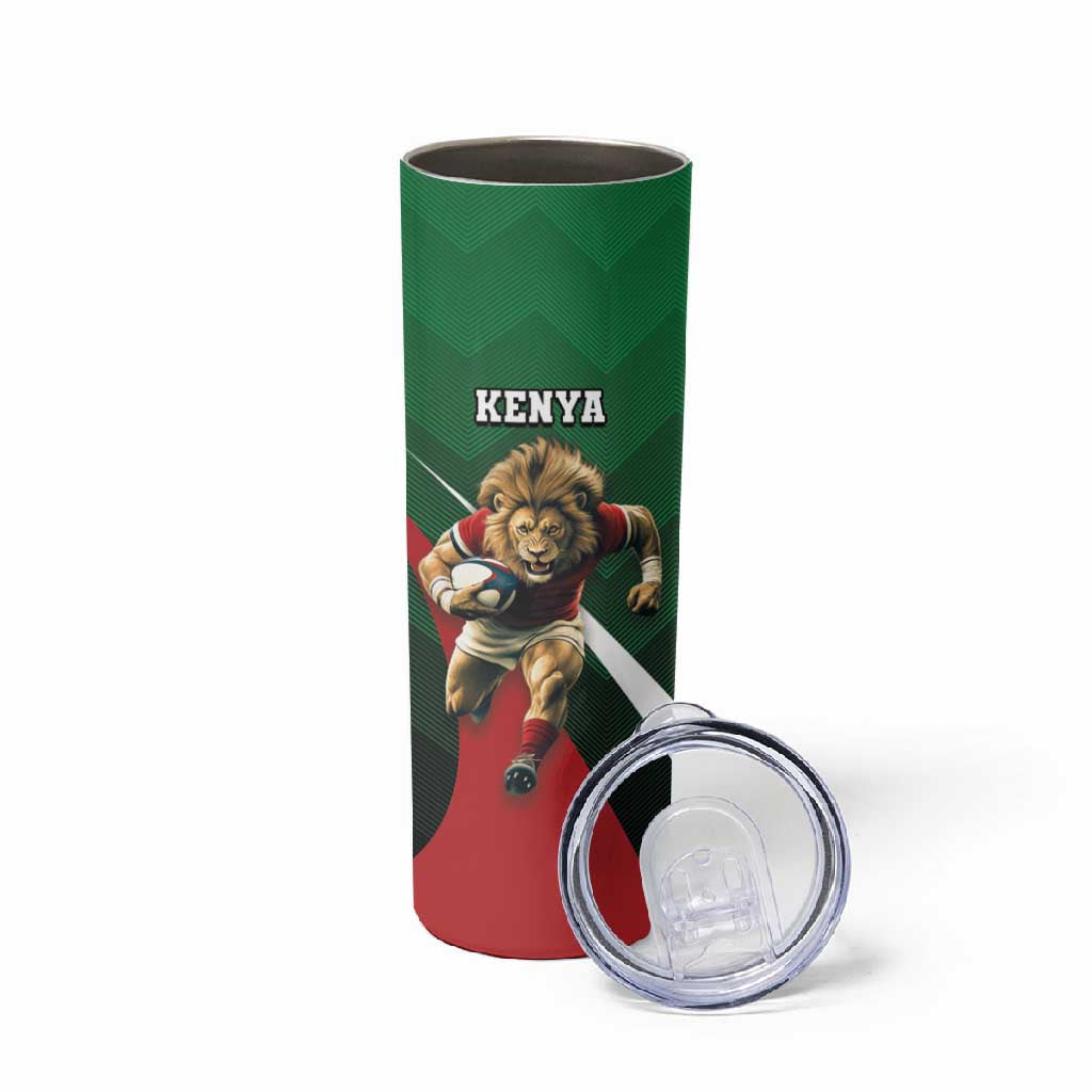 Kenya Rugby Custom Skinny Tumbler Simbas Mascot - Sporty Style LT15