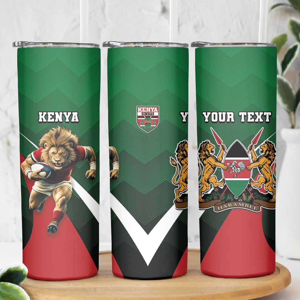Kenya Rugby Custom Skinny Tumbler Simbas Mascot - Sporty Style LT15