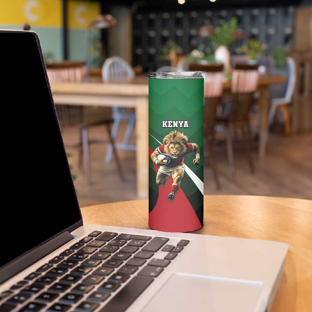 Kenya Rugby Custom Skinny Tumbler Simbas Mascot - Sporty Style LT15