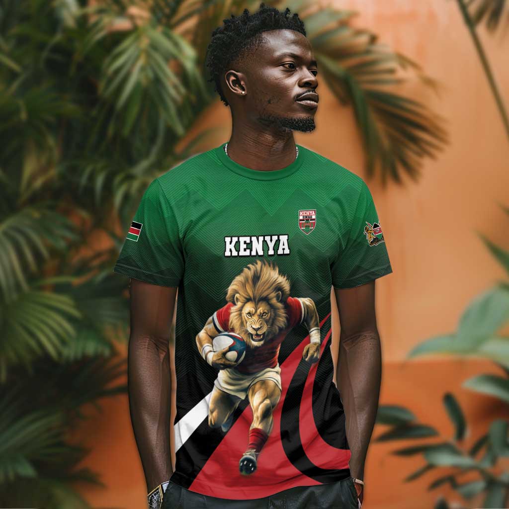 Kenya Rugby Custom T shirt Simbas Mascot - Sporty Style LT15