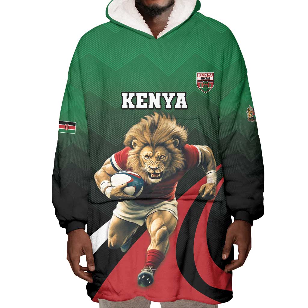 Kenya Rugby Custom Wearable Blanket Hoodie Simbas Mascot - Sporty Style LT15