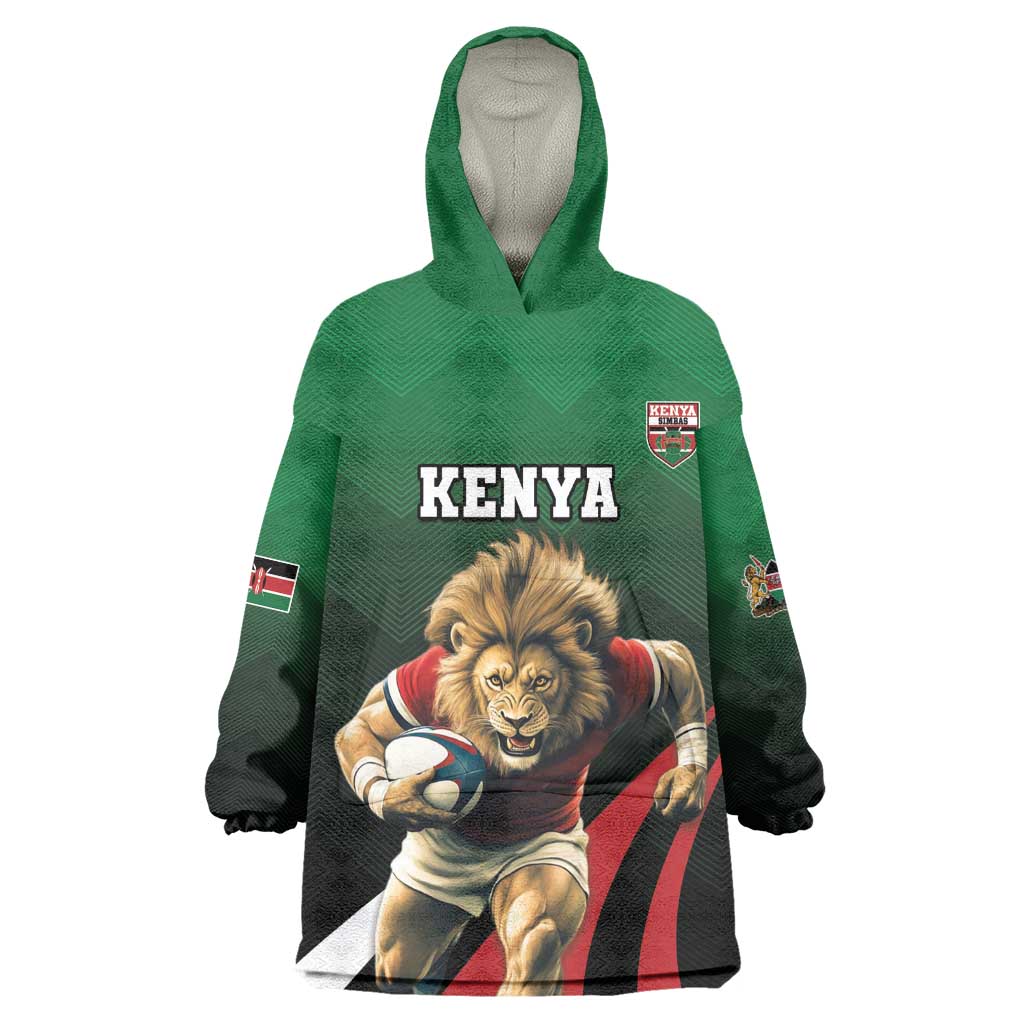 Kenya Rugby Custom Wearable Blanket Hoodie Simbas Mascot - Sporty Style LT15