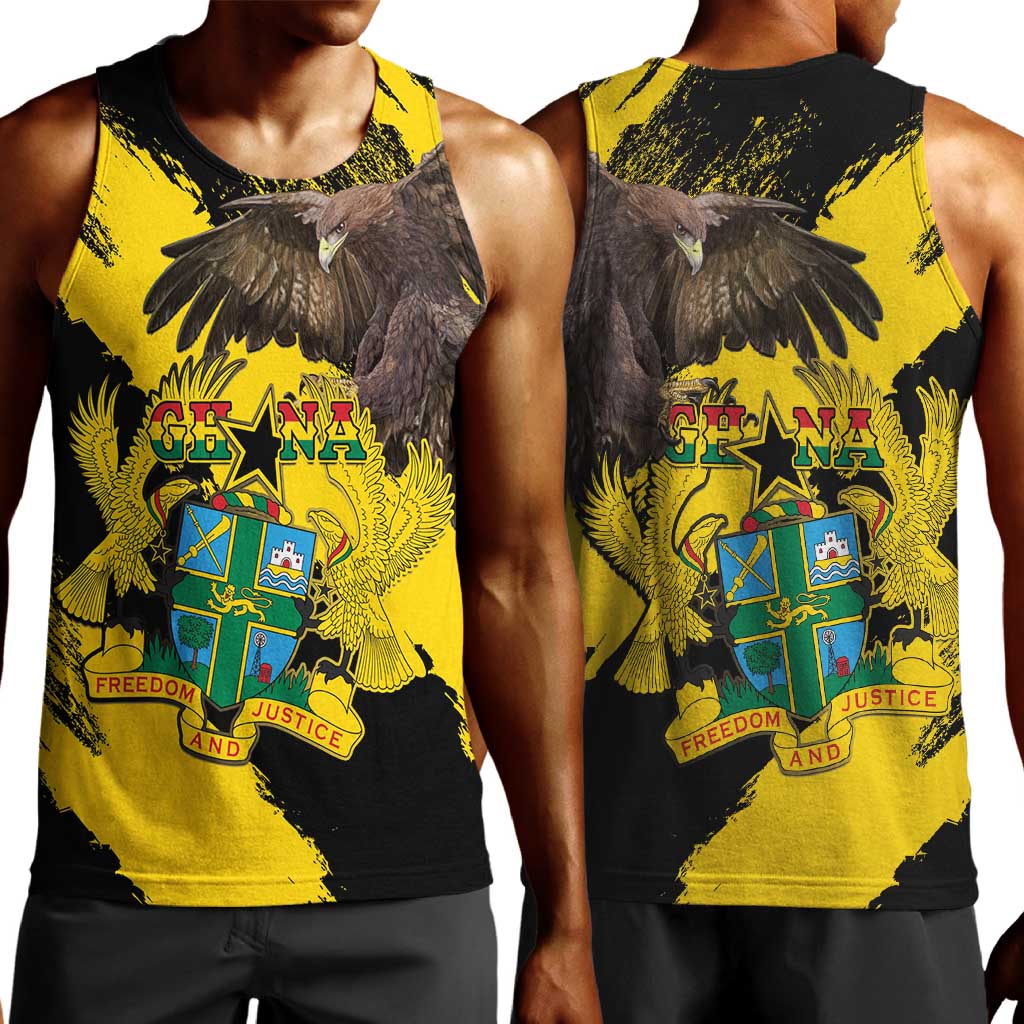 Afro Ghana Men Tank Top Eagle With Coat Of Arms LT15