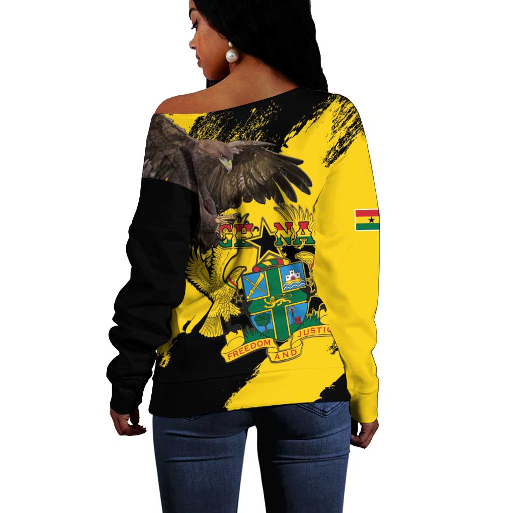 Afro Ghana Off Shoulder Sweater Eagle With Coat Of Arms LT15