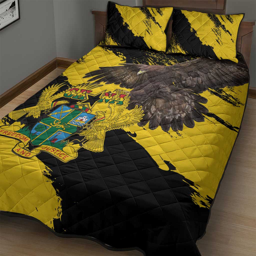 Afro Ghana Quilt Bed Set Eagle With Coat Of Arms LT15