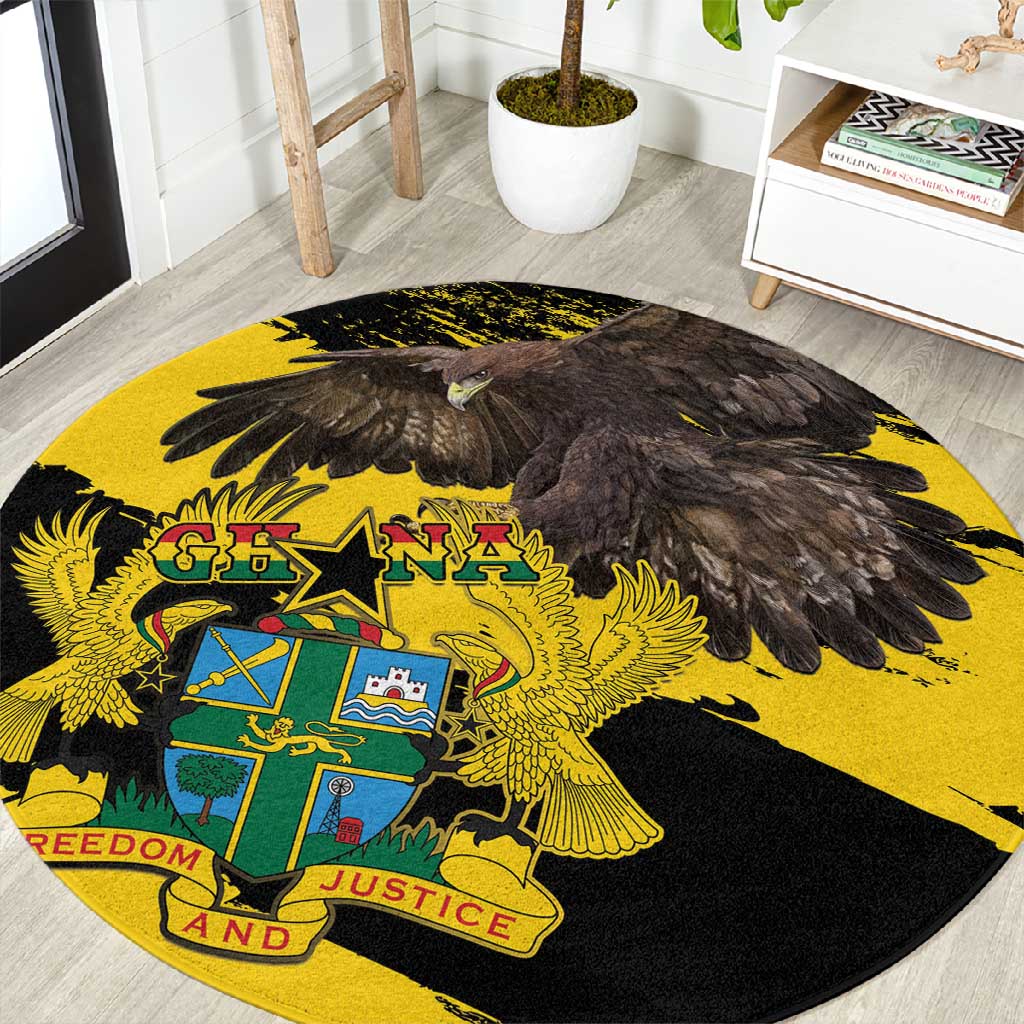 Afro Ghana Round Carpet Eagle With Coat Of Arms LT15