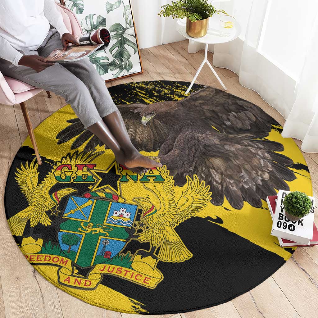 Afro Ghana Round Carpet Eagle With Coat Of Arms LT15