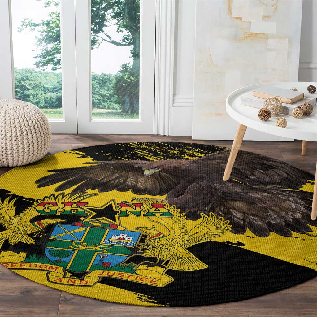 Afro Ghana Round Carpet Eagle With Coat Of Arms LT15