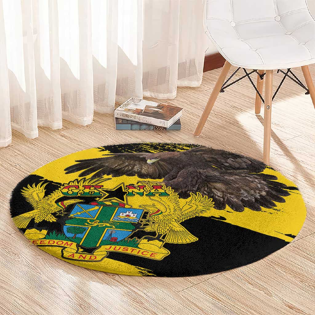 Afro Ghana Round Carpet Eagle With Coat Of Arms LT15