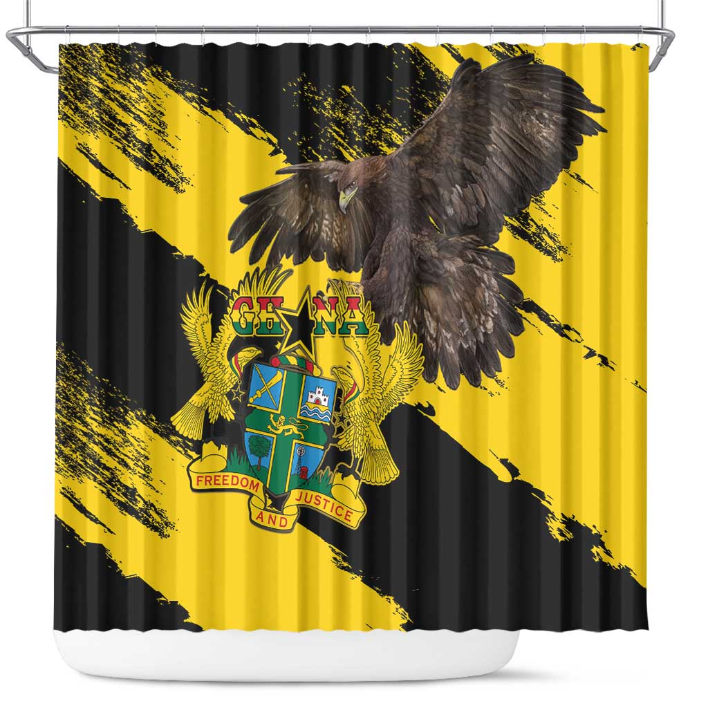 Ghana Eagle Shower Curtain Coat Of Arms - Grunge Style LT15