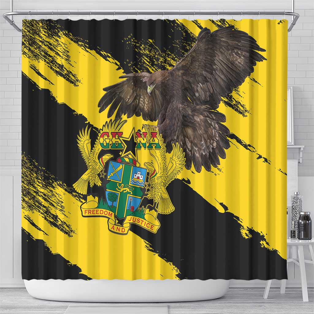 Ghana Eagle Shower Curtain Coat Of Arms - Grunge Style LT15
