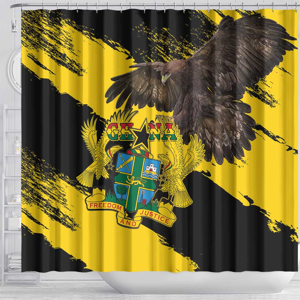 Ghana Eagle Shower Curtain Coat Of Arms - Grunge Style LT15