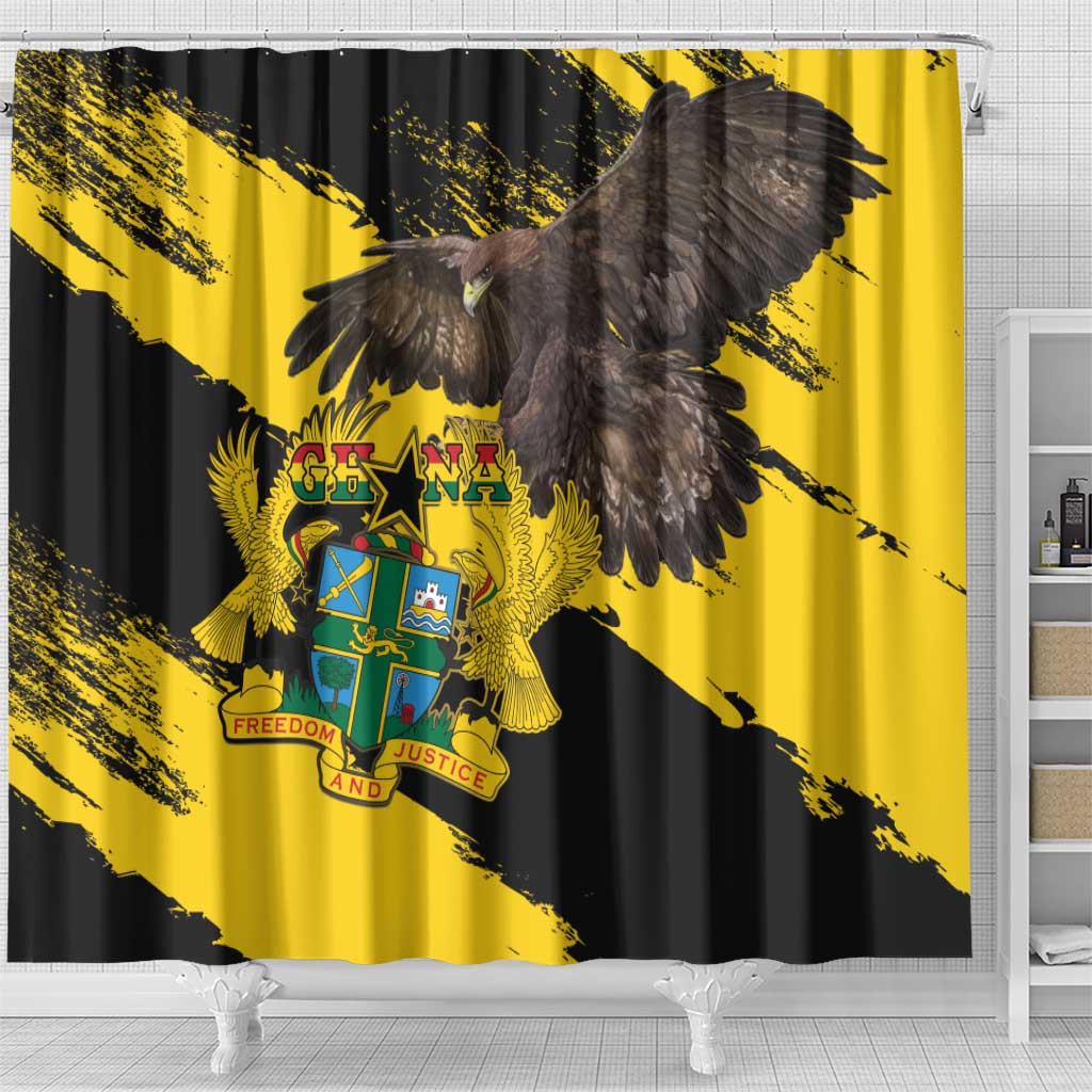 Ghana Eagle Shower Curtain Coat Of Arms - Grunge Style LT15