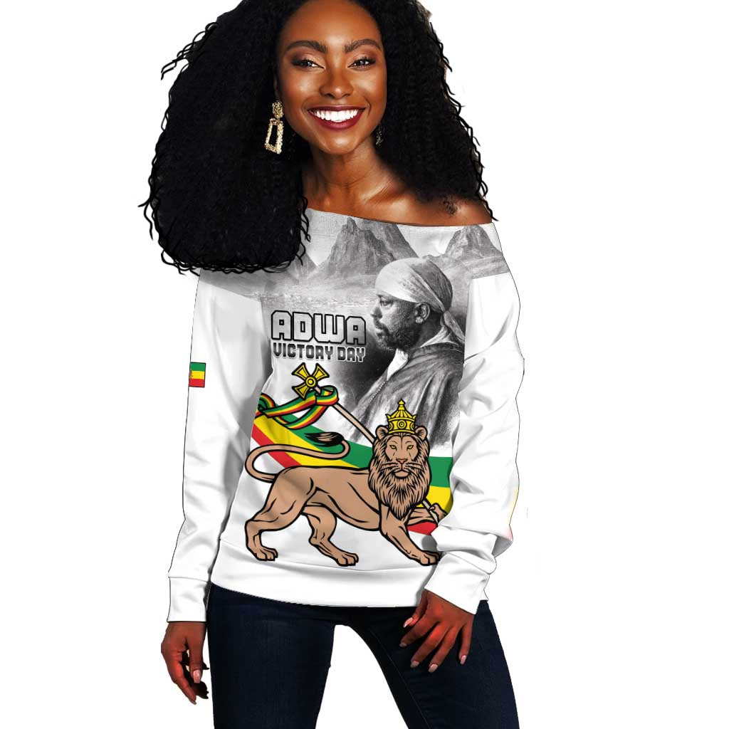 African Victory Menelik II Off Shoulder Sweater Battle Of Adwa LT15