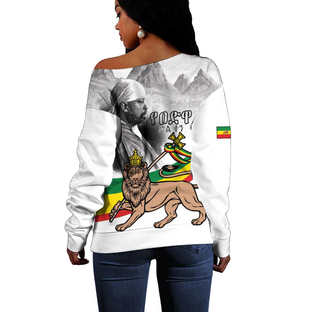 African Victory Menelik II Off Shoulder Sweater Battle Of Adwa LT15