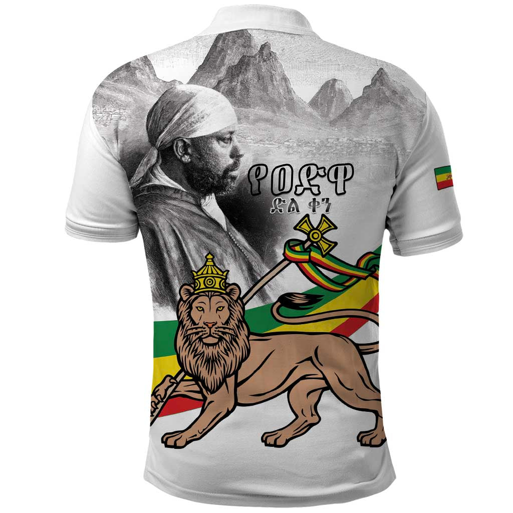 Adwa Victory Day Polo Shirt Menelik II and Mount Soloda - Lion Of Judah LT15
