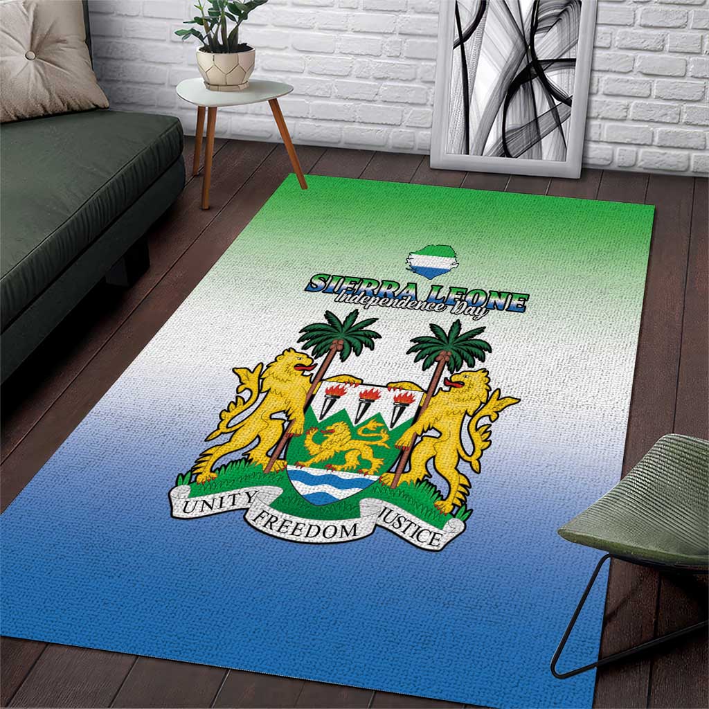 Personalised Sierra Leone Independence Day Area Rug Coat Of Arms Flag Map LT15