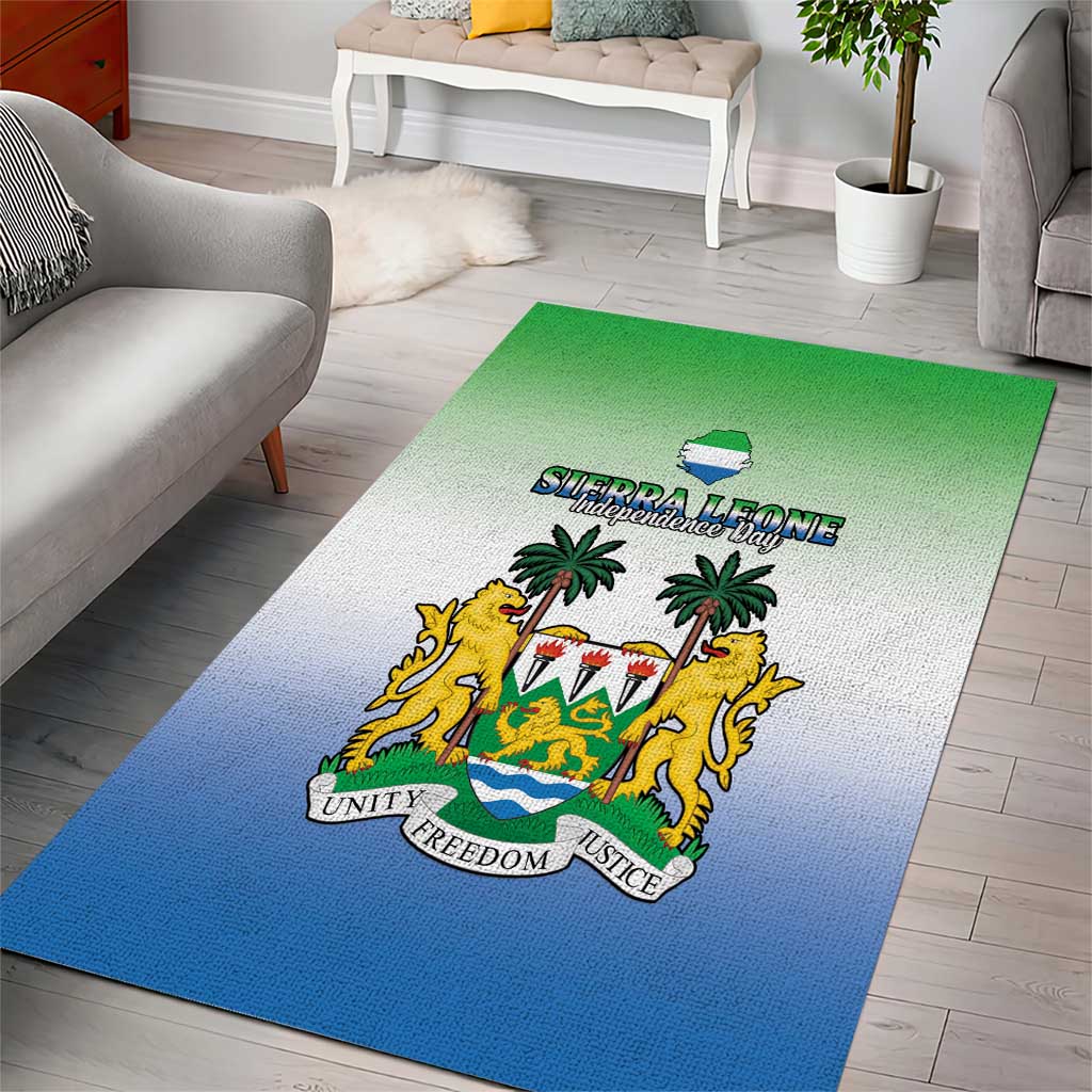 Personalised Sierra Leone Independence Day Area Rug Coat Of Arms Flag Map LT15