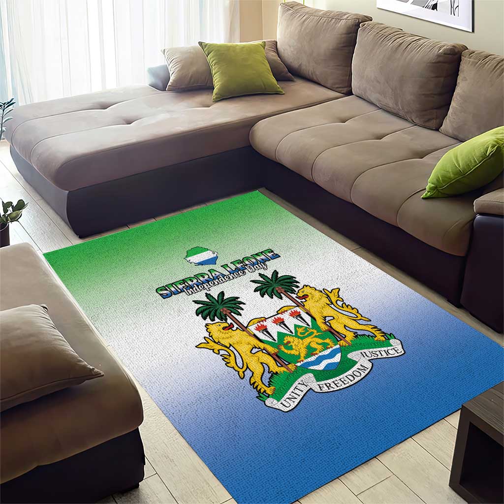 Personalised Sierra Leone Independence Day Area Rug Coat Of Arms Flag Map LT15