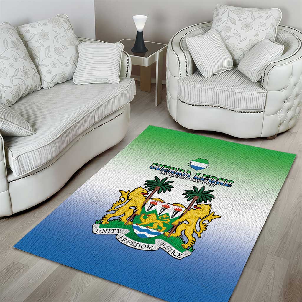 Personalised Sierra Leone Independence Day Area Rug Coat Of Arms Flag Map LT15