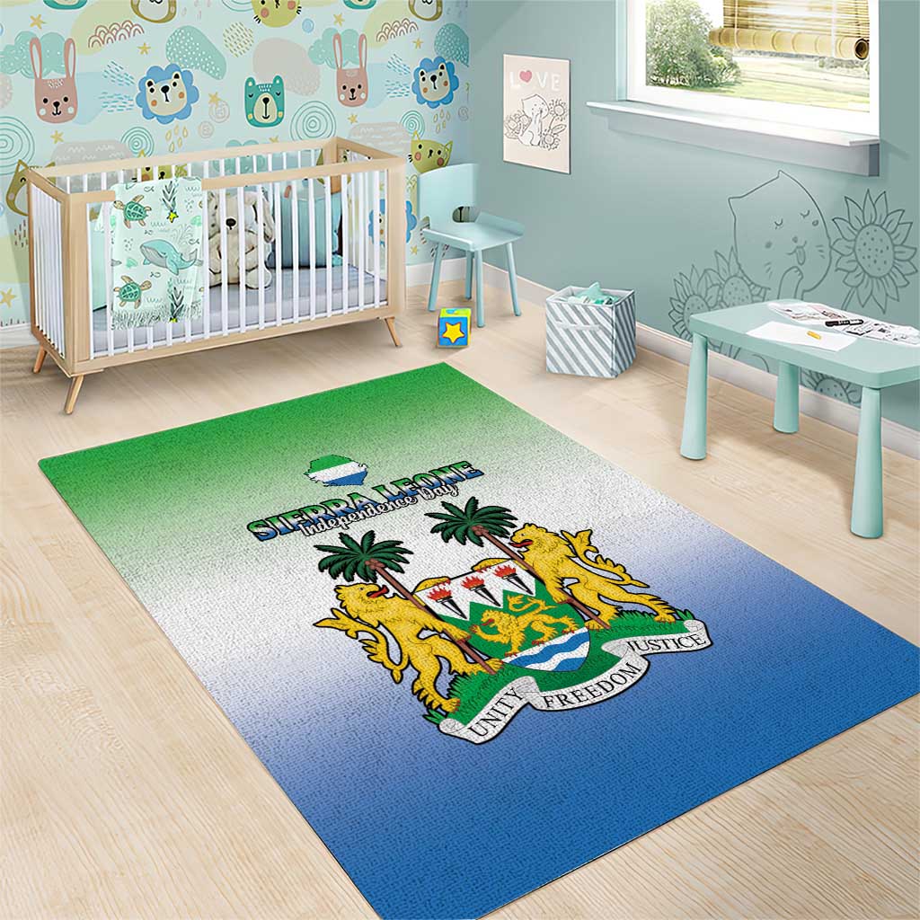 Personalised Sierra Leone Independence Day Area Rug Coat Of Arms Flag Map LT15