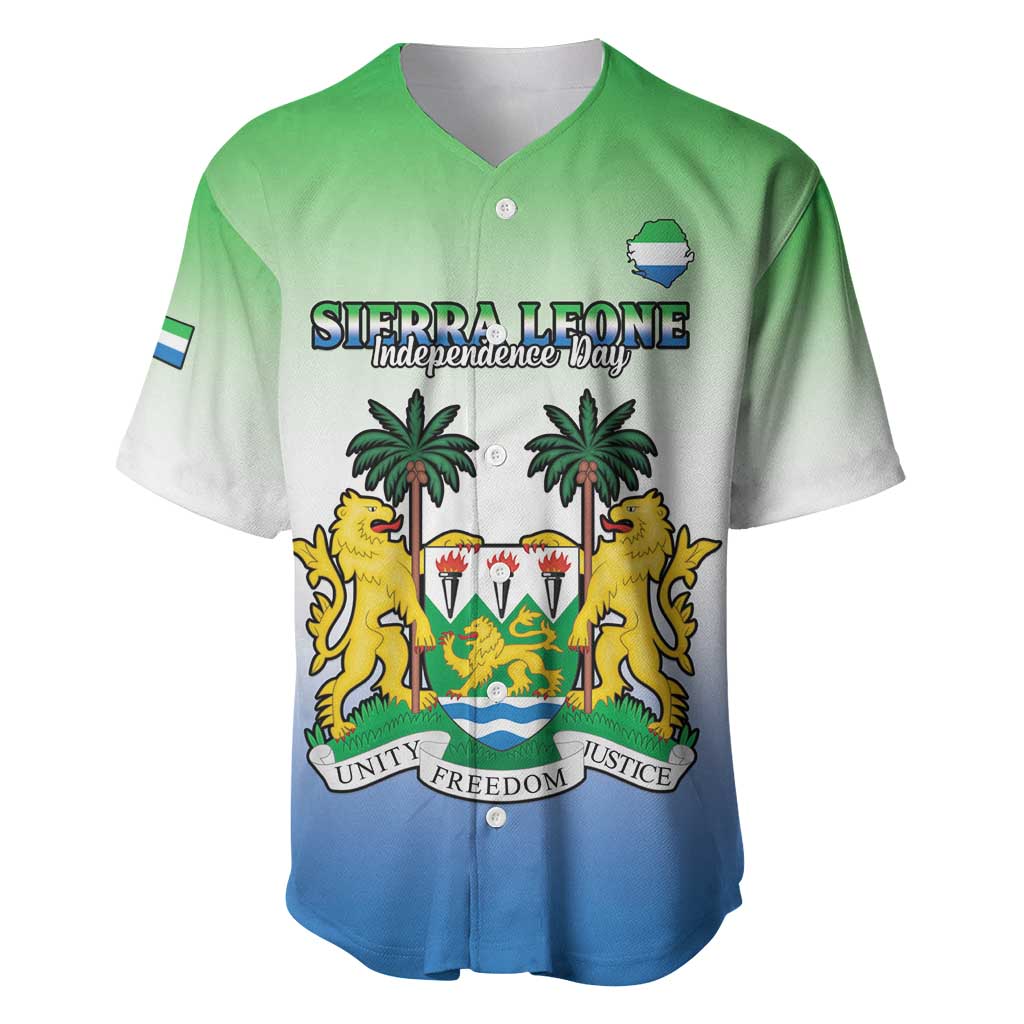 Personalised Sierra Leone Independence Day Baseball Jersey Coat Of Arms Flag Map LT15