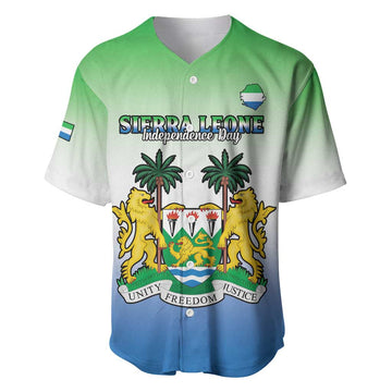 Personalised Sierra Leone Independence Day Baseball Jersey Coat Of Arms Flag Map LT15