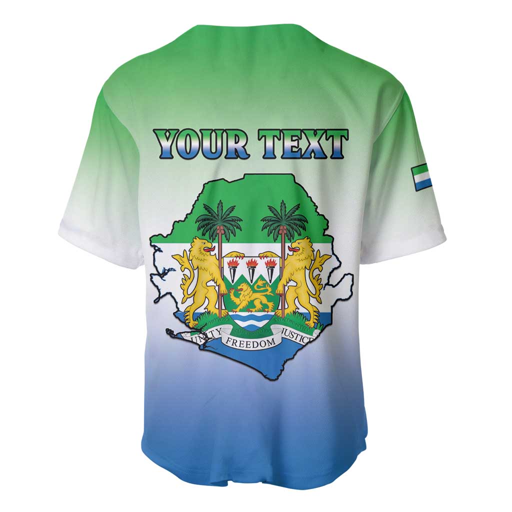 Personalised Sierra Leone Independence Day Baseball Jersey Coat Of Arms Flag Map LT15