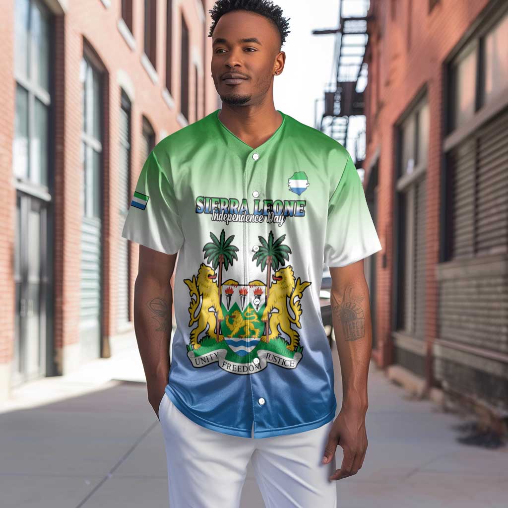 Personalised Sierra Leone Independence Day Baseball Jersey Coat Of Arms Flag Map LT15