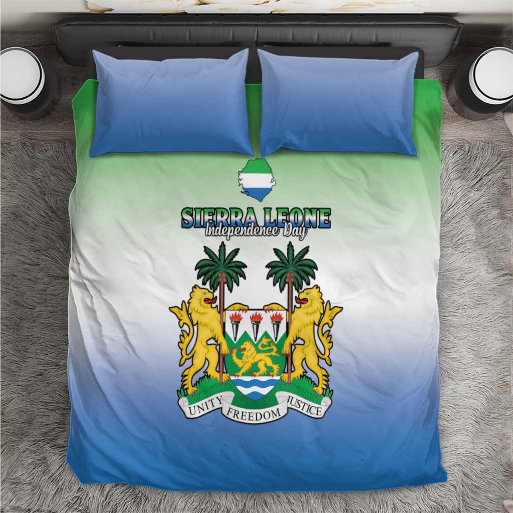 Personalised Sierra Leone Independence Day Bedding Set Coat Of Arms Flag Map LT15