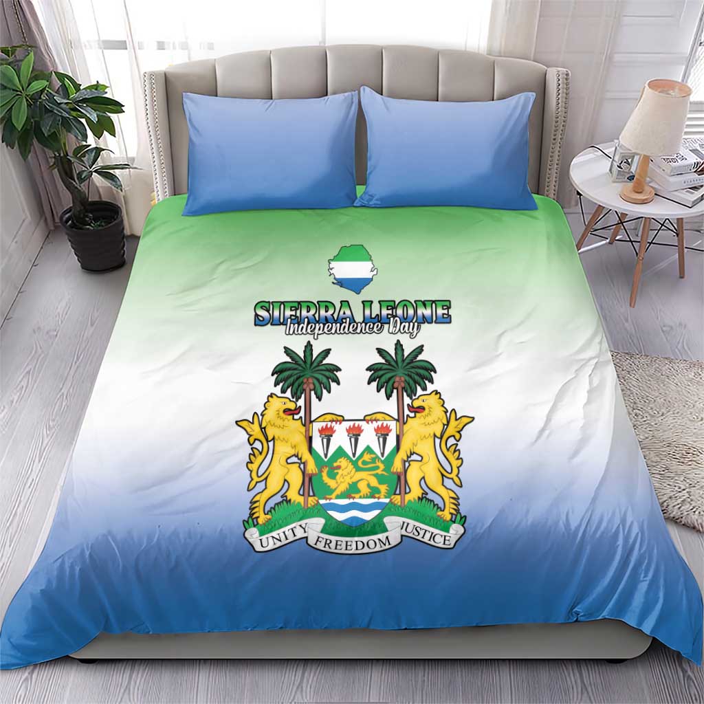 Personalised Sierra Leone Independence Day Bedding Set Coat Of Arms Flag Map LT15