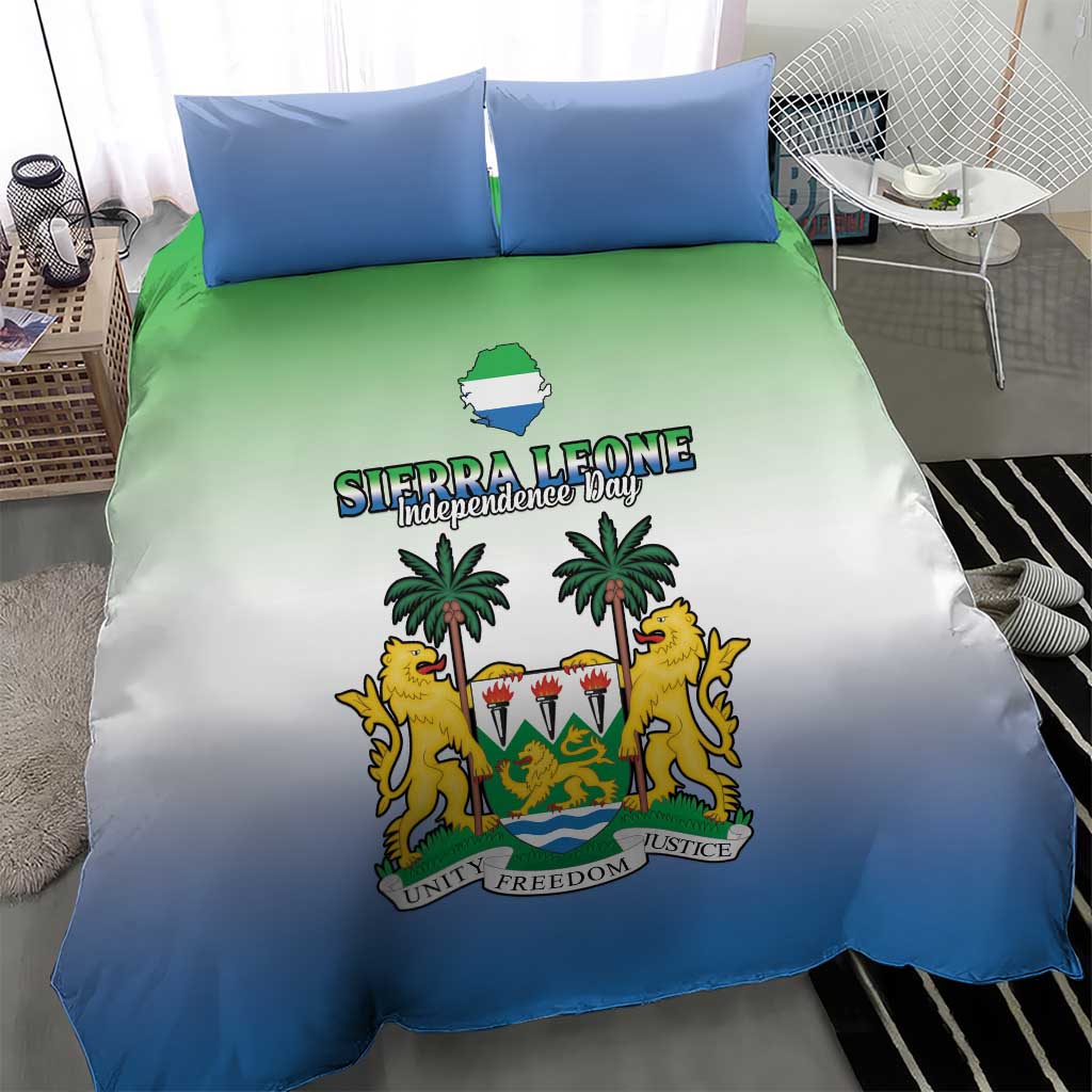 Personalised Sierra Leone Independence Day Bedding Set Coat Of Arms Flag Map LT15