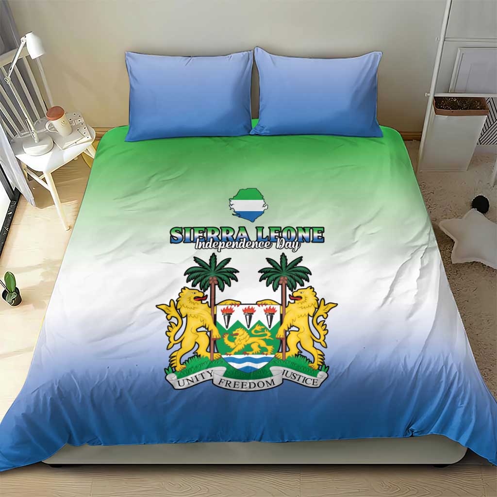 Personalised Sierra Leone Independence Day Bedding Set Coat Of Arms Flag Map LT15