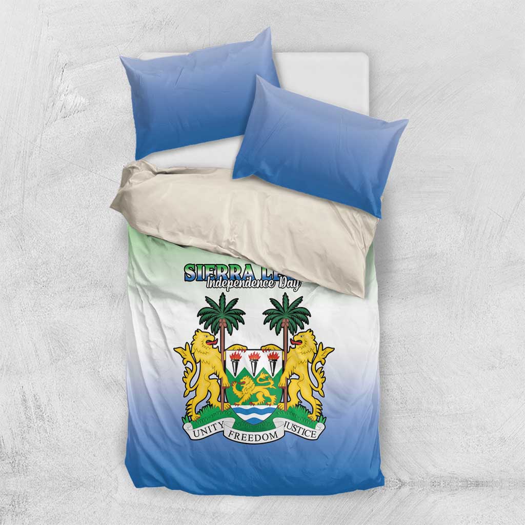 Personalised Sierra Leone Independence Day Bedding Set Coat Of Arms Flag Map LT15