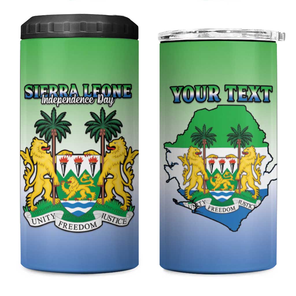 Personalised Sierra Leone Independence Day 4 in 1 Can Cooler Tumbler Coat Of Arms Flag Map LT15