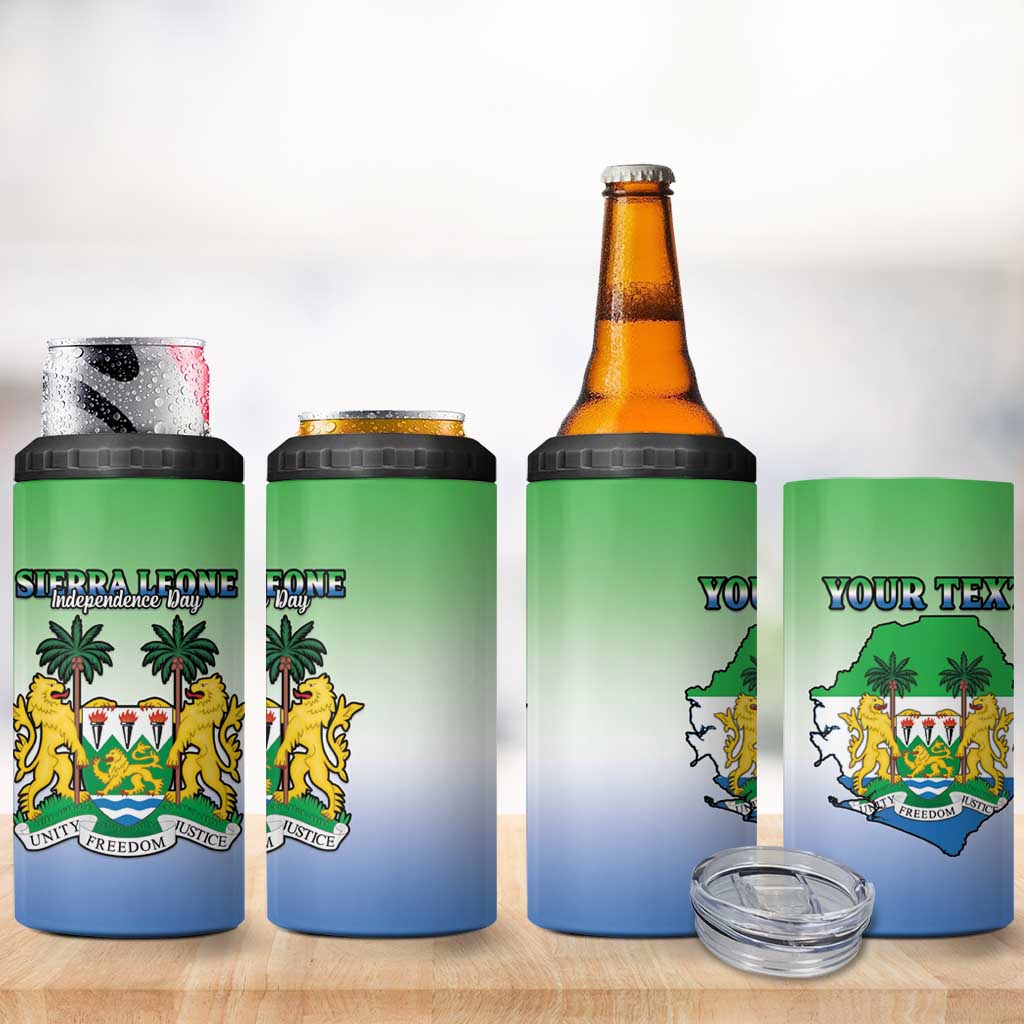 Personalised Sierra Leone Independence Day 4 in 1 Can Cooler Tumbler Coat Of Arms Flag Map LT15