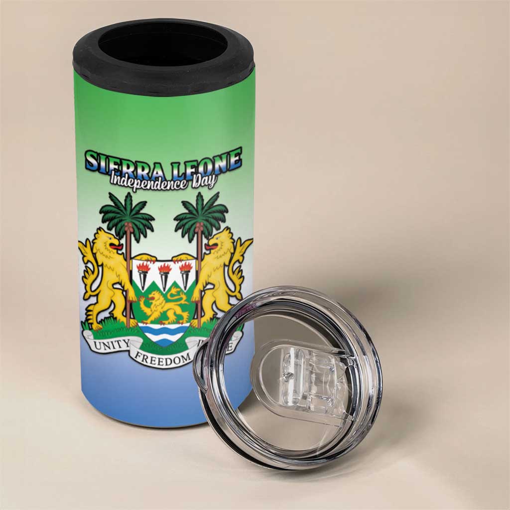 Personalised Sierra Leone Independence Day 4 in 1 Can Cooler Tumbler Coat Of Arms Flag Map LT15