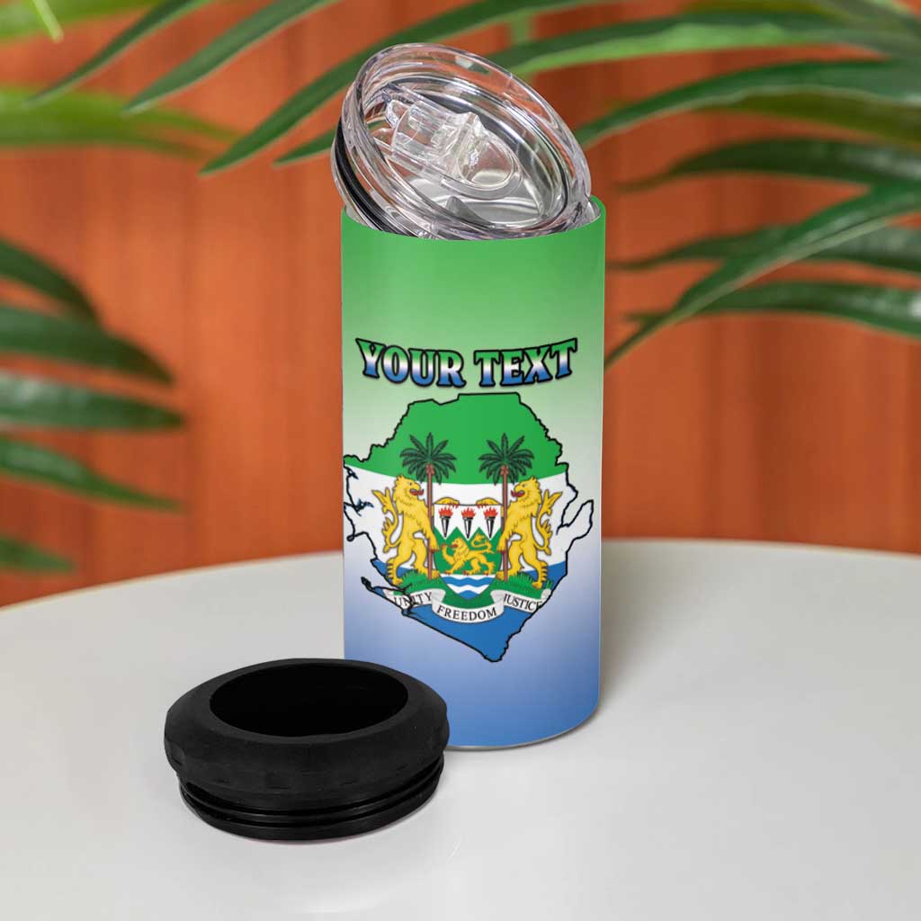 Personalised Sierra Leone Independence Day 4 in 1 Can Cooler Tumbler Coat Of Arms Flag Map LT15