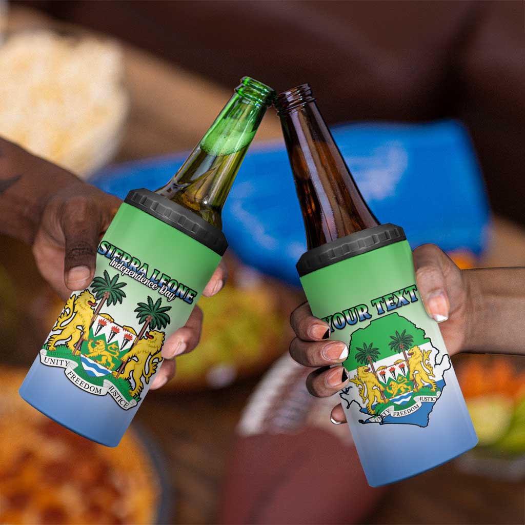 Personalised Sierra Leone Independence Day 4 in 1 Can Cooler Tumbler Coat Of Arms Flag Map LT15