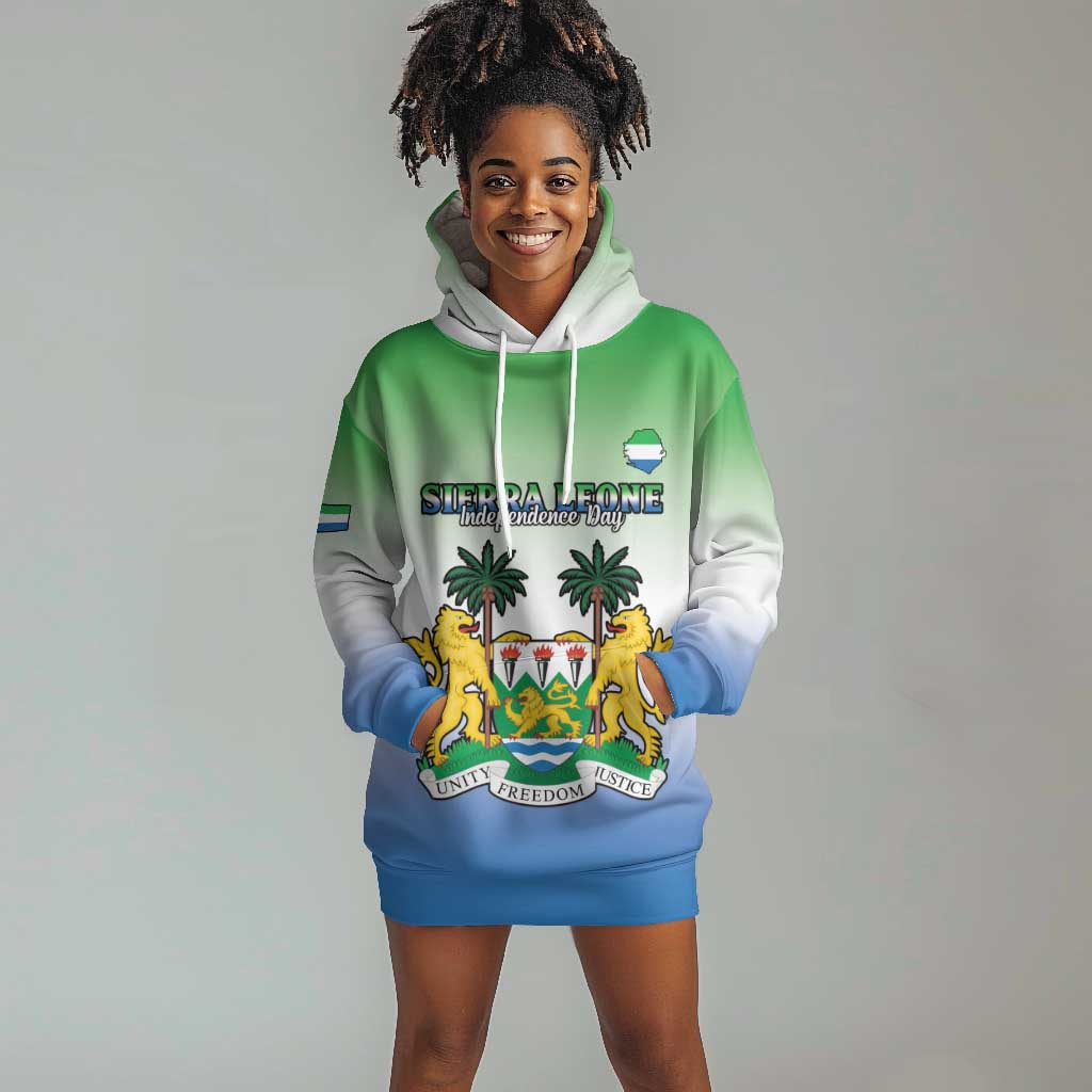 Personalised Sierra Leone Independence Day Hoodie Dress Coat Of Arms Flag Map LT15