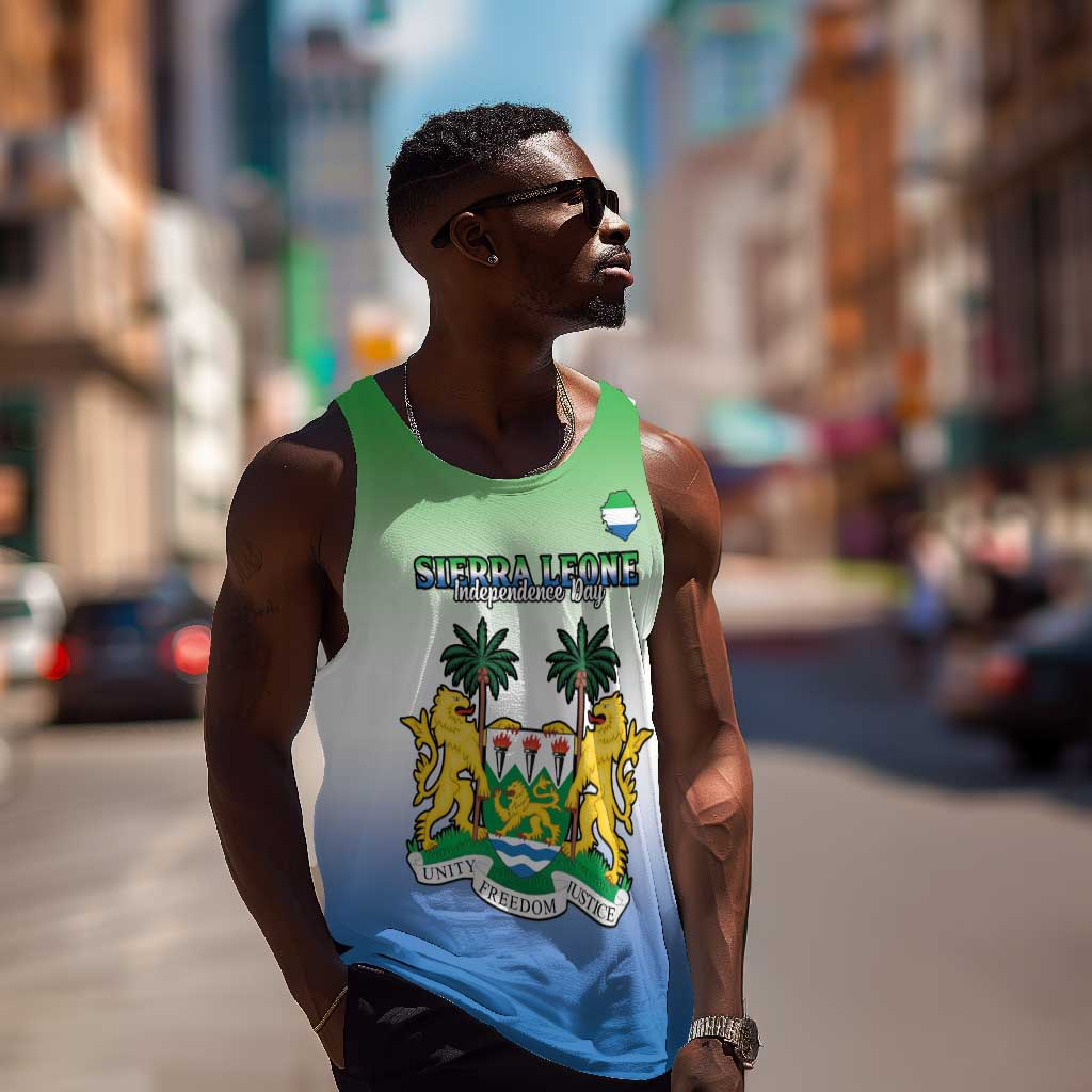 Personalised Sierra Leone Independence Day Men Tank Top Coat Of Arms Flag Map LT15