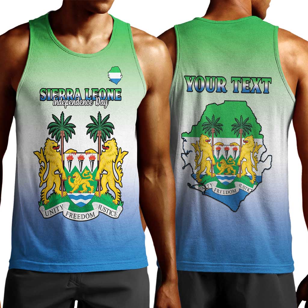 Personalised Sierra Leone Independence Day Men Tank Top Coat Of Arms Flag Map LT15