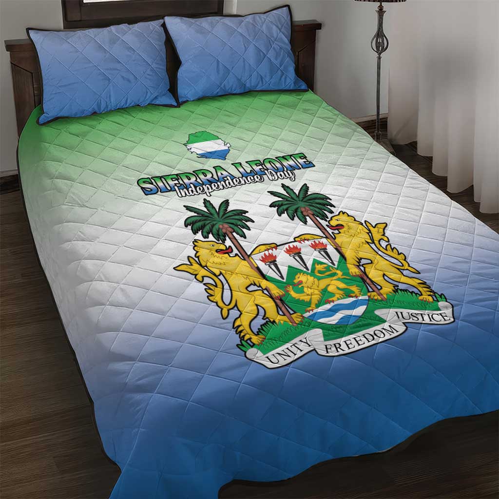 Personalised Sierra Leone Independence Day Quilt Bed Set Coat Of Arms Flag Map LT15