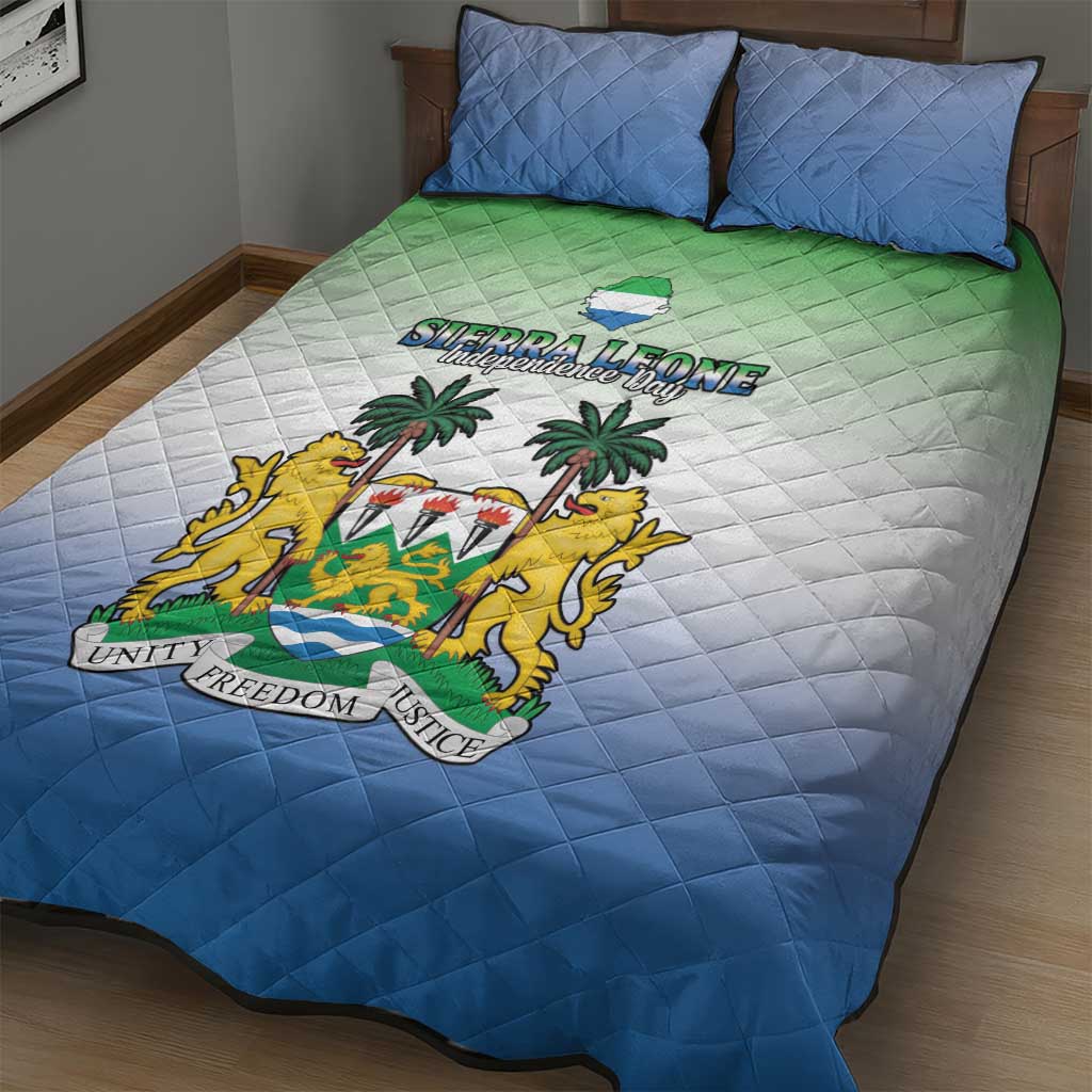 Personalised Sierra Leone Independence Day Quilt Bed Set Coat Of Arms Flag Map LT15