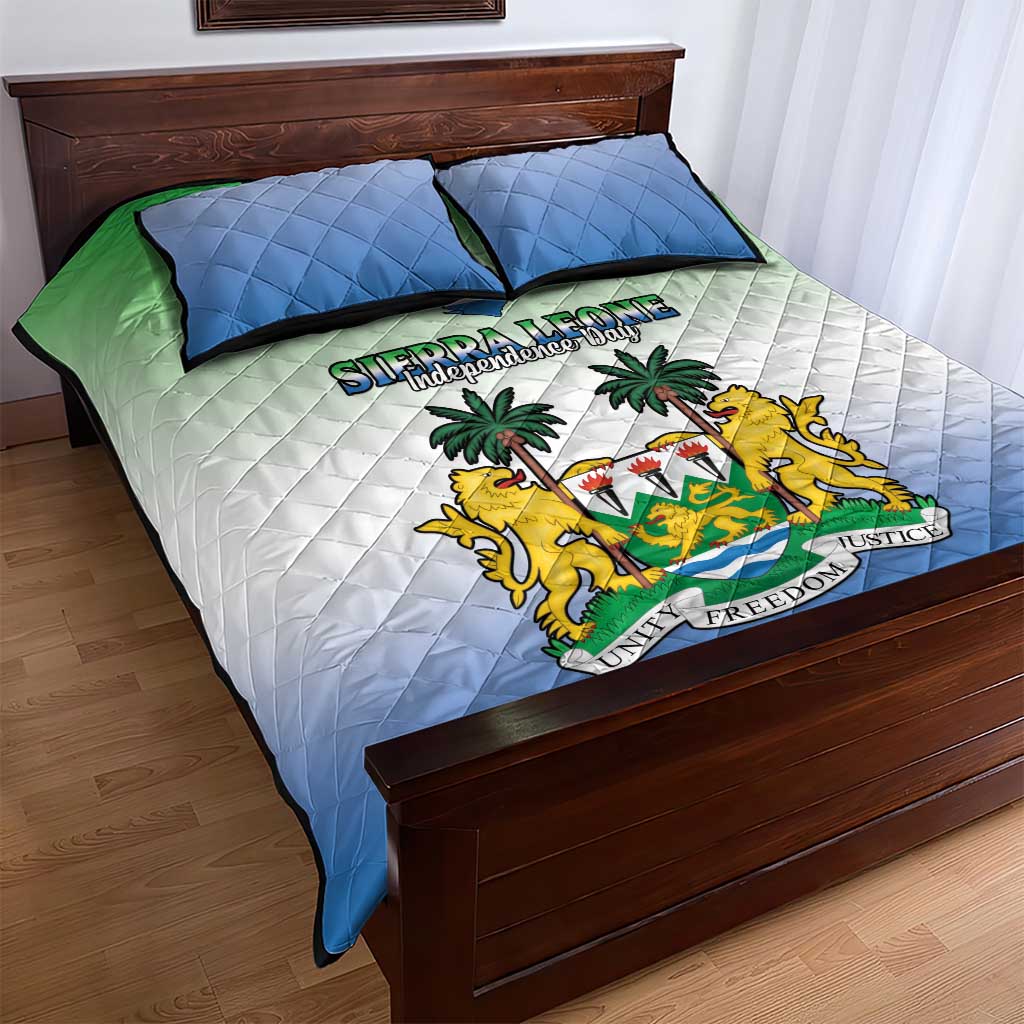 Personalised Sierra Leone Independence Day Quilt Bed Set Coat Of Arms Flag Map LT15